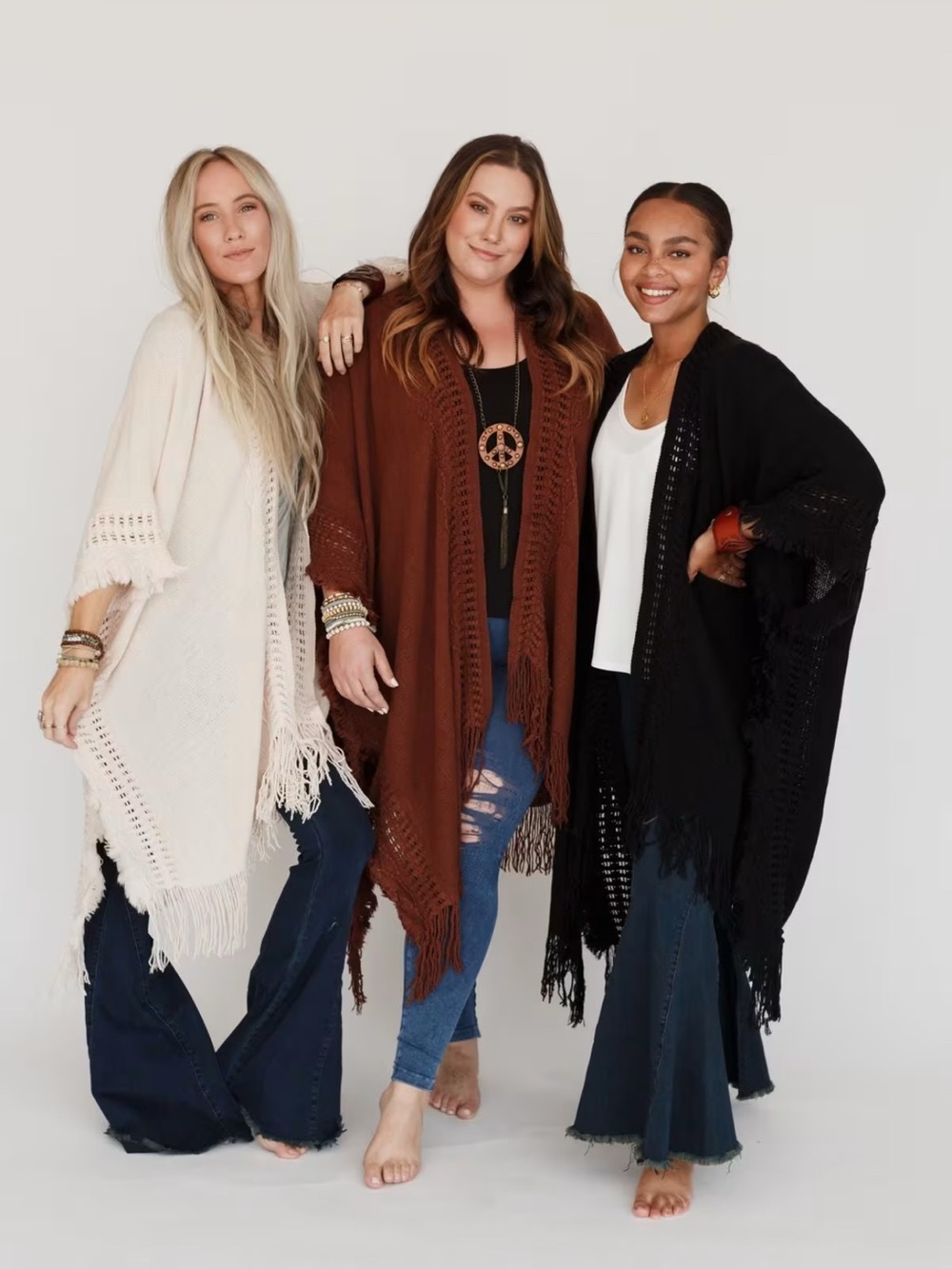 TBN Boho Knit Ruana - Brown